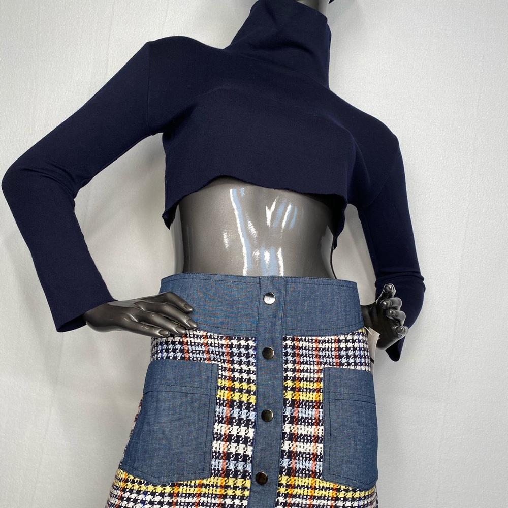 EBBY and I MULTICOLOR SNAP TWEED SKIRT